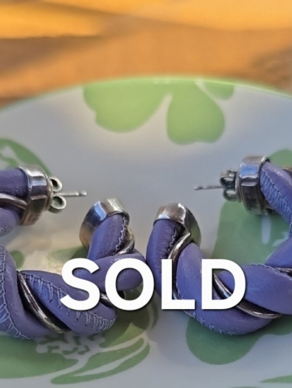 Bottega Veneta Purple Earrings with Leaf Design